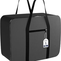 Kuber Industries Underbed Storage Bag|Rexine Jumbo Blanket Cover|Lightweight Storage Bag|Foldable Razai Bag|Zipper Storage Bag For Clothes with Handle|Large (Gray & Black)-15