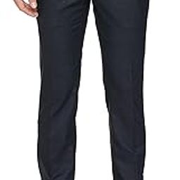 Men Slim Fit Structure Pattern Poly Viscose Blend Pleatless Formal Trouser-image-31