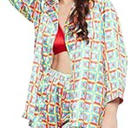 Women's Satin Printed 3 Piece Nightwear Pajama Set-image-27