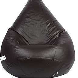Skyshot Leatherette Classic Teardrop Shape Bean Bag Filled with Beans/Fillers (XXL, Brown)-image-2