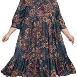 Women Pure Cotton Plus Size Floarl Printed Gown Green-image-60