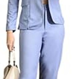 Women Printed Blazer Pant Set- Women's Casual Office Business 3-Piece Printed Suit, Single-Breastered Blazer Camisole and Pant Set-image-71