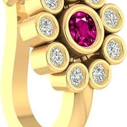 FASHIONS Gold Plated Ruby Stone Without Hole Piercing Nose Ring Pressing Type Press Nosepin For Womens & Girls-image-95
