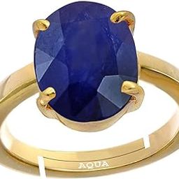 Blue Sapphire/Neelam 3.25 Ratti to 10.25 Ratti or 3 Carat to 9.5 Carat Astrological Certified Natural Gemstone Panchdhatu/5 Metals Gold Plated Adjustable Ring for Men & Women - 3v-image-62