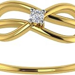 18KT Yellow Gold and American Diamond Ring for Women-image-2