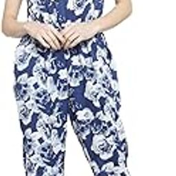 Women's Jumpsuit Printed Crepe Jumpsuit with Elasticated Round Neck Short Sleeve-image-18