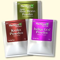 HerbtoniQ Hair Pack Powders | Hair Henna, Katha, Indigo Powder | Coloring, Combat Dandruff, Growth, Dull Damage Hair Loss Regimen | Unisex | Trial Pack Of 3 (Total 120 g)-image-41
