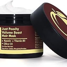 Just Peachy Volume Boost Hair Treatment Mask | Keratin ; Olive Oil & Pro Vitamin B5 | Color Safe | For Fine & Thin Hair | No Sulfate, Paraben, Phosphates | 100% Vegan | 200ml-image-2