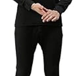 Men's Thermal | Winter Innerwear Set| V-Neck Long Sleeve Top and Bottom | Black | Skin Friendly with Superior Heat | Slim Fit Solid Thermal Set-image-51