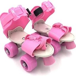 RAMDEV TOYS Super-Quad Roller Skates Inline Skates Suitable for Age Group 7 to 11 Years Adjustable Uk-4/7 (7-12 Years, Red) (Pink)-image-38