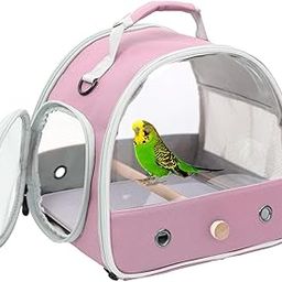 Bird Travel Carrier, Portable Small Bird Parrot Parakeet Carrier with Standing Perch and Stainless Steel Tray, Side Access Window Collapsible-picture-16