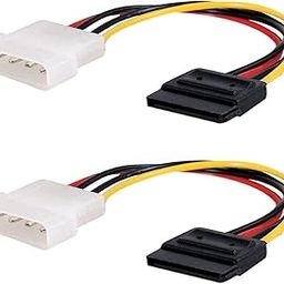 Classics Tools 4 Pin IDE Molex Male to 15 Pin Serial ATA SATA Hard Drive Adapter Power Cable for Personal Computer, Server (Pack of 2) metallic-42