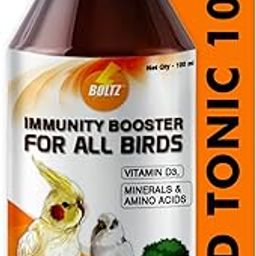 BOLTZ Immunity Booster for All Birds for Healthy Growth with Essential Vitamins, Minerals and Amino acids-100ml, transperent, Small-12