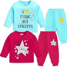 Girls Regular Fit Cotton T-Shirts and Pyjamas Set-picture-38