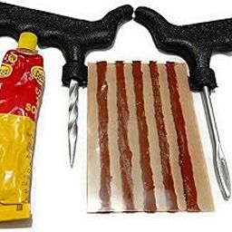 Tubeless Tyre Puncture Repair Kit Puncher Patch Tools (2 Handle Grips + 5 Repair String Plugs + Rubber Solution)-image-35