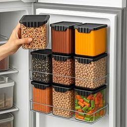 Clazkit Pet Plastic Fridge Storage Boxes With Lid Multipurpose Containers For Storage Space-Saving Refrigerator Side Door Organizer For Fridge Kitchen Stationery Toiletries- Transparent Set Of 6-13