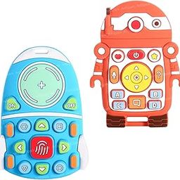 ArtSpark Baby Teether Toy Set – Pack of 2 Silicone Teething Toys in Remote & Robot Shape – Soft, BPA-Free, Safe for Infants & Toddlers, Soothing Teether for 3+ Months (Color and Design May Vary)-8