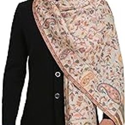Mens Fine Wool Stole, Woven Ethnic design, Beige-image-46