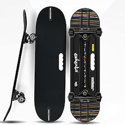 Jaspo Polyurethane Hurricane Ollie Spiral Fiber Composite Skateboard for Age Group Above 10 Years with 100 Kg Weight Handling Capacity (31X8 Inch, Black) UK-picture-16
