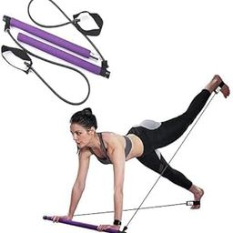 COALUES Exercise Resistance Band,Yoga Pilates Bar Kit,Portable Pilates Stick Muscle Toning Bar Home Gym Pilates with Foot Loop for for Yoga, Stretch, Sculpt, Twisting, Sit-Up-36