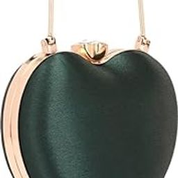 Heart-Shaped Evening Clutch Purse, Satin Gold with Crystal Clasp, 18 x 13 cm-image-64