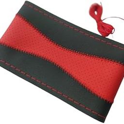 BLACKBIRD Faux Leather | Stitchable Breathable | Stitchable Anti Slip Car Grip Steering Wheel Cover (Black & Red)-image-66