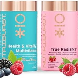Nutriburst Beauty and Wellness Combo: Health & Vitality Multivitamin Gummies + True Radiance Collagen Builder Gummies for Complete Nutrition, Glowing Skin & Overall Wellness | Supports Beauty & Immunity | No Added Sugar (Pack of 2X60)-image-32