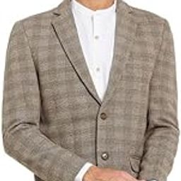 Checked Single Breasted Notched Lapel Collar Suede Blazer-image-51