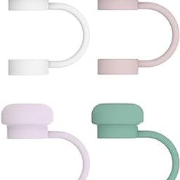 UJEAVETTE 4Pcs Straw Cover Caps Cute Simple Dustproof Caps for Household Hiking Picnic-image-8