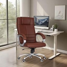 Da URBAN® Fermo High Back Revolving Leatherette Ergonomic Home & Office Executive Chair with High Comfort Seating, Height Adjustable Seat & Heavy Duty Metal Base (Brown)-image-26