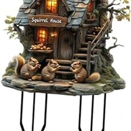 LOOM TREE Garden Squirrel House Stake Acrylic Lawn Sign Decor for Pathway Yard Walkway | Home Decor | Plaques & Signs-image-71