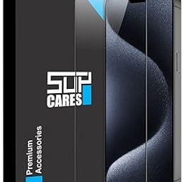 Military-Grade Gorilla Tempered Glass Screen Protector for iPhone 15 Pro (6.1 Inch) With Installation Kit | Edge to Edge Coverage | Black-15