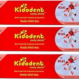 KIDODENT Cavity Shield Strawberry Falvour toothpaste for Kids - 60 Gram (Pack Of 3) - For Storng Teeth & Fresh Breath - Most Trusted Kids toothpaste by Specialists - Free from SLS & PARABEN - Ideal for kids above 3 years-2