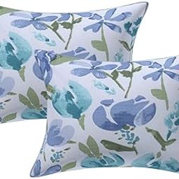 Texstylers Floral Pure Cotton Set of 2 Pcs Jaipuri Print 12" x 18" Small Cushion Pillow Covers, Green and Teal-image-12