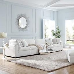 ES ESPINHO Stella Solid Sal Wood Velvet Upholstered 4 Seater Sofa Set for Living Room, Salt White Color-picture-15