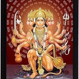 eCraftIndia Lord Panchmukhi Hanuman Painting, Picture for Entrance, Main Door, South, South West Main Door Vastu Dosh Rectification Remedy of Home, Office and Factory-image-17