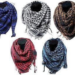 Fashions Men's Pure Cotton Arab Shemagh Neck Wrap Arafat Keffiyah Desert Army Wear Head Scarf Stole (Multicolour,A02)-(Pack of 05)-image-30