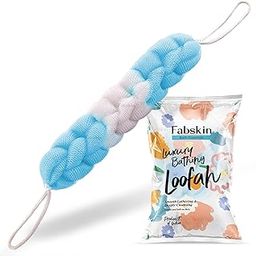 Fabskin Luxury Back Scrubber Loofah Belt for Bathing For Men and Women - Strechable 9 Knots Bath Sponge (BLUE)-13