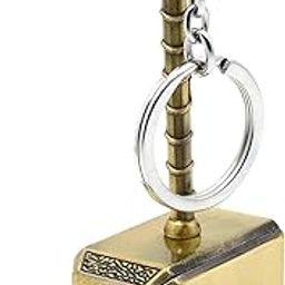 Thor Hammer (Big Size) Marvel Avengers Superhero Golden Colour Metal Keychain & Keyring for Bikes, Cars, Bags, Home, Cycle, Men, Women, Boys and Girls, Gold-42