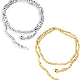 CLEO Luxury Snake Choker Necklace Set of 2 Combo for Women | Flexible Serpent Design | Anti-Tarnish, Hypoallergenic | Stylish Statement Jewelry Combo Set of Two Colors-7