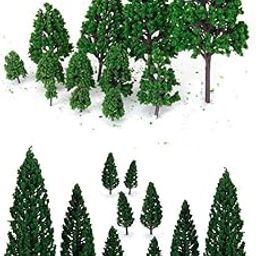 VELURA 22 PCS 3-16 cm Green Model Trees Train Architecture War Game Scenery Layout|2 x Hair Color Bottle|Other HO Scale Parts & Accs| Model Railroads & Trains-16