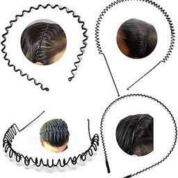 4 Pcs Black Flexible Metal Wavy, Spring, Zig Zag, Chain And Simple Hair Band Hair Hoop Hairband Daily Use For Unisex Men Women-image-97