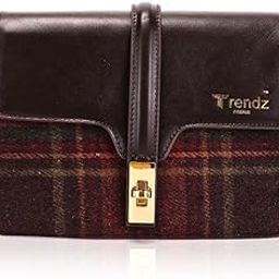Brown Wool Plaid Sling Bag for Women & Girls – Leather Crossbody Satchel Handbag with Compartments – Vintage-Style Tote Purse for Daily, Office & Travel-13