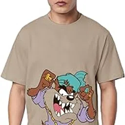 the souled store Official Looney Tunes: Taz Life Mens and Boys Regular fit Graphic Printed Half Sleeve Cotton Brown Color T-Shirts-picture-10