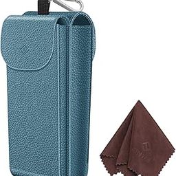 Double Glasses Case with Carabiner Hook, Portable Vegan Leather Eyeglass Case Anti-scratch Sunglasses Pouch-26