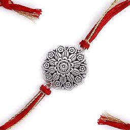 99.5% Fine Silver Best Rakhi Pack of 3 Rakhi with kumkum Chawal-image-8
