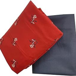 Men's Poly Cotton Shirt And Trouser Unstitched Fabrics Set (Red_Freesize)-image-79