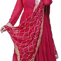 Women's Georgette Designer Anarkali Gown with Embroidered Dupatta Set-picture-9