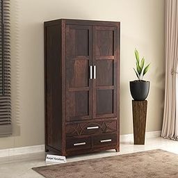 Kunjal Furniture Wooden Cupboard for Clothes | sheesham Wood Wardrobe with 1 Drawwer Storage | Solid Wood Large Cupboard Storage Cabinet Natural Colour Finish (Asian)-image-30