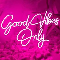 SG PRINT Good Vibes Only LED Neon Signs Light LED Art Decorative Sign - Wall Decor/Table Decor, Home Decor for Wedding Party Kids Room Living Room House Bar Pub Hotel Beach (18 x 12 Inches) (Pink)-image-93
